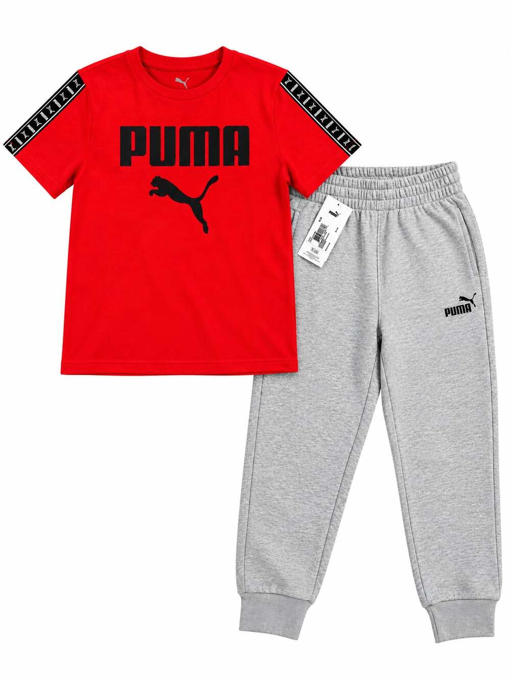 NWT Puma Outfit Size M Red T-Shirt Grey Jogger Pants